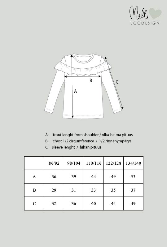 Melli EcoDesign - Frill Shirt Bambit Lehtisateessa Lavender