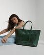 LEANDRA - Croco Engraved Leather Shopping Bag Green, image no.7