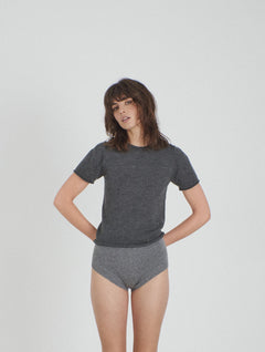 Cashmere Knitted T-Shirt Grey