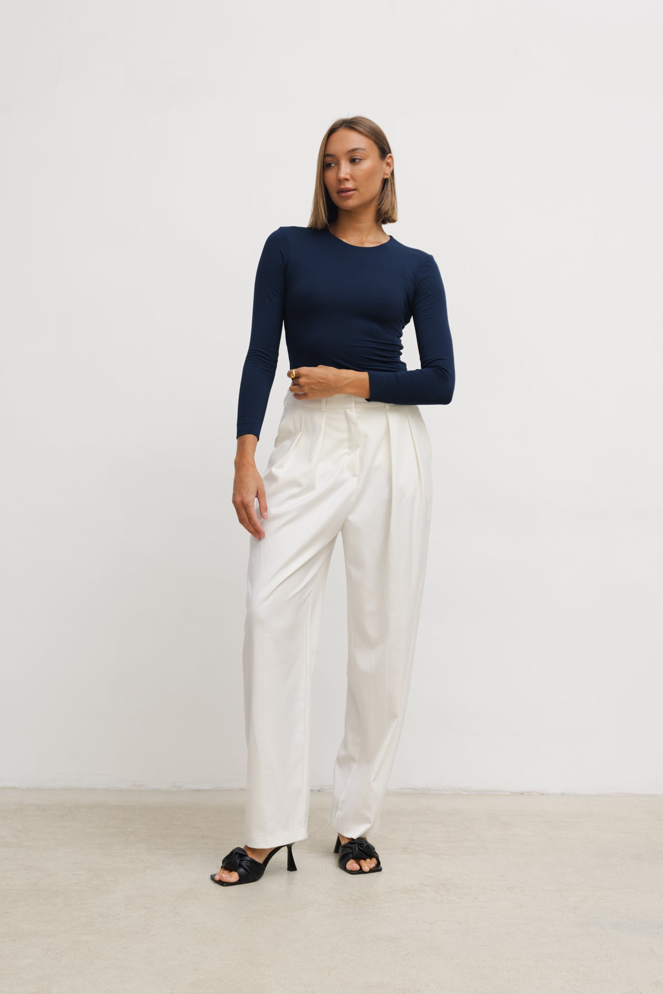 Knitted Crop Top Navy Blue