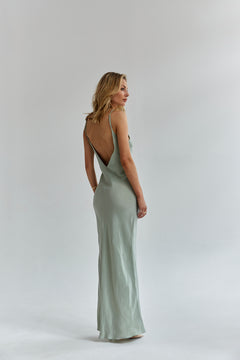 Cupro Open Back Dress Mint