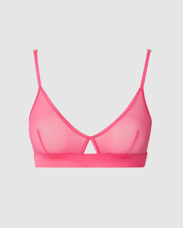 Mesh Cut-Out Triangle Bralette Bubblegum Pink –