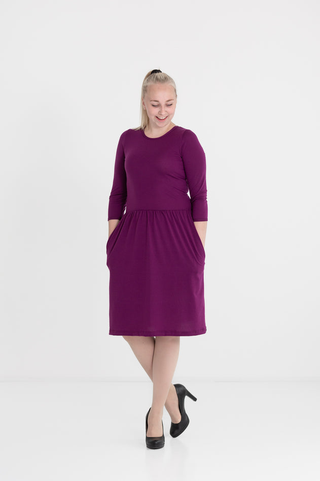 Pocket Dress Purple Long Sleeves