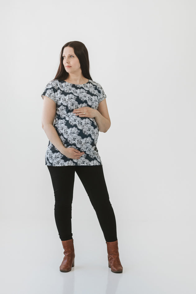 Cap Sleeve Maternity Tunic Selma Dark Blue