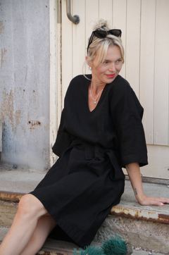 Caftan Linen Dress Black