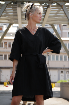 Caftan Linen Dress Black