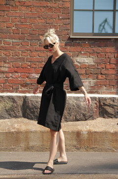 Caftan Linen Dress Black