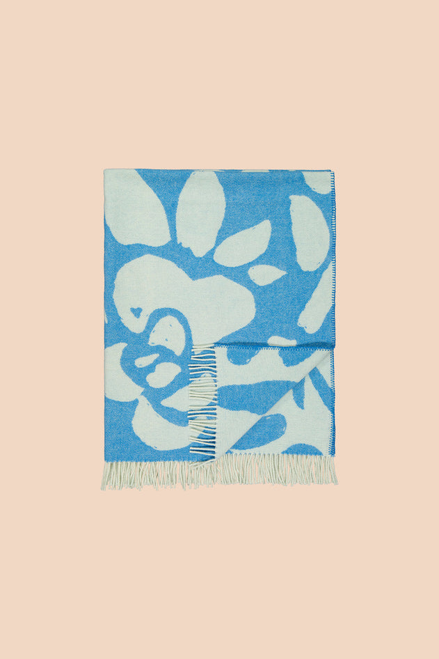 Wool Blanket Blue Floral