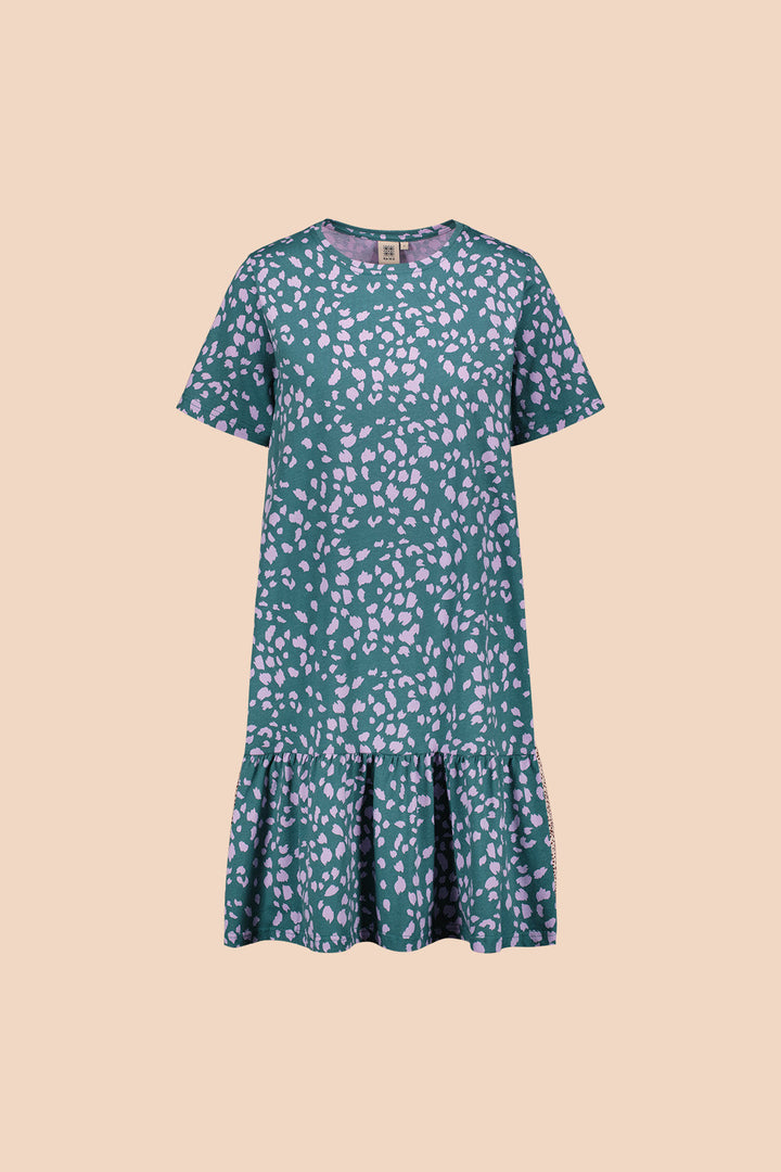 KAIKO - Ruffle T-Shirt Dress Green Safari