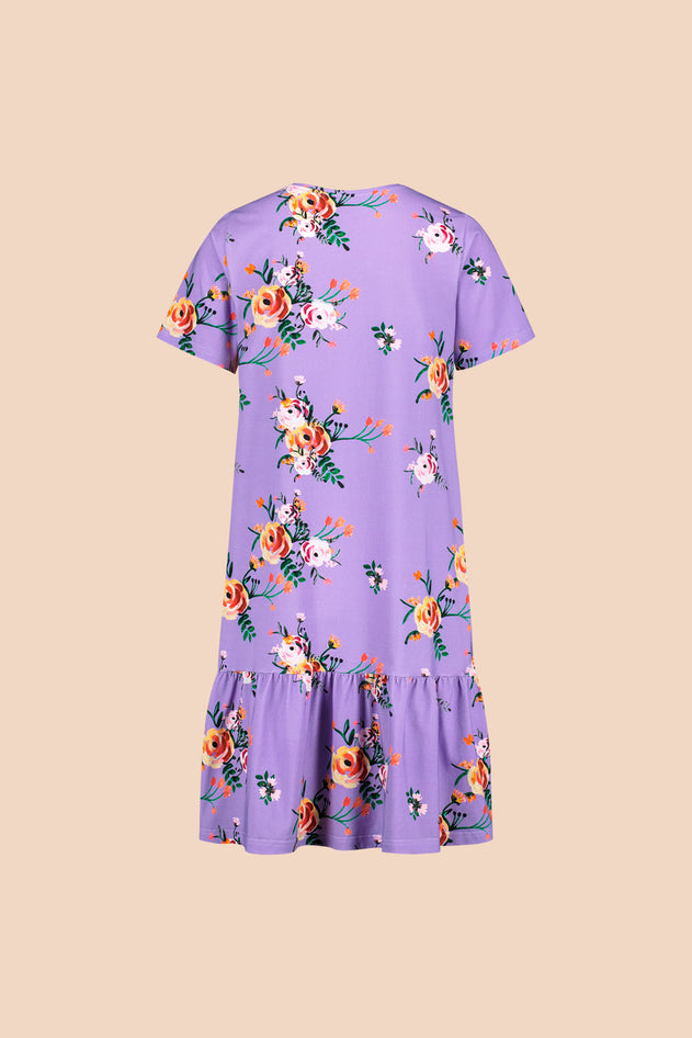 Ruffle T-shirt Dress Lavender Bloom