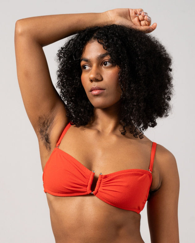 Bandeau Bikini Top Papaya Orange