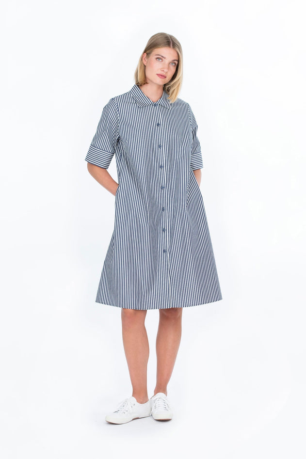 Peippo Shirt Dress Striped Blue/White