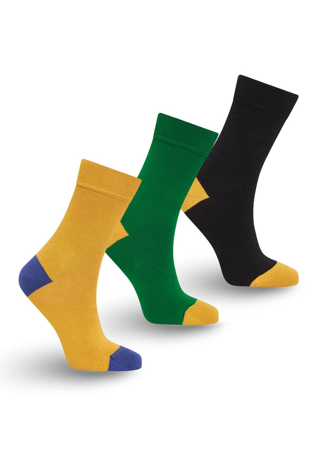 Punchy 3 Pair Box Set Socks Black/Green/Gold