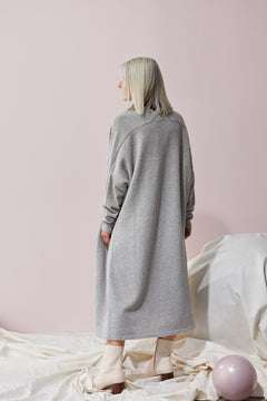 Long Split Cardigan Melange Grey