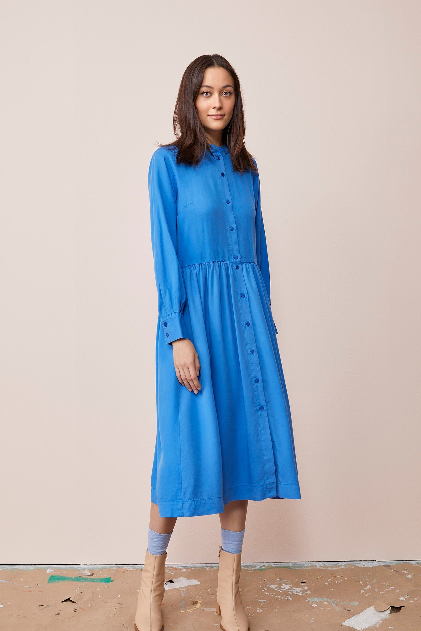 Ruffle Dress True Blue