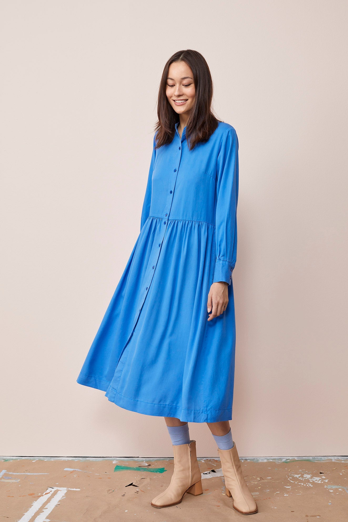 Ruffle Dress True Blue