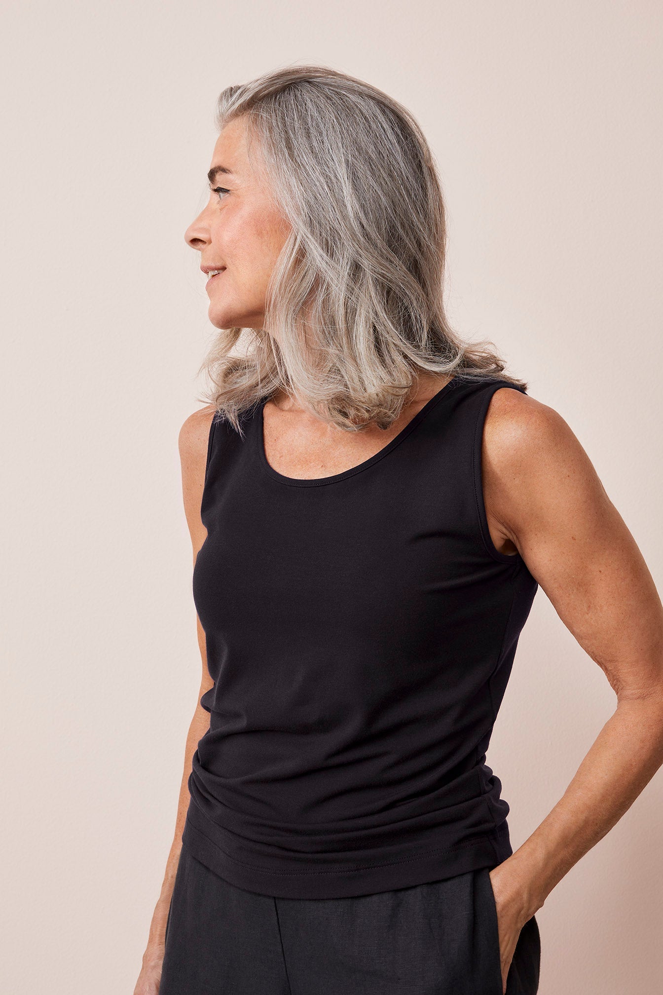 Wide Neckline Top Black
