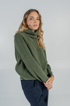 Organic Cotton Knitted Jumper Thyme Green