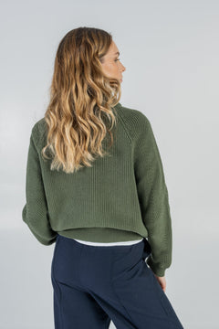 Organic Cotton Knitted Jumper Thyme Green