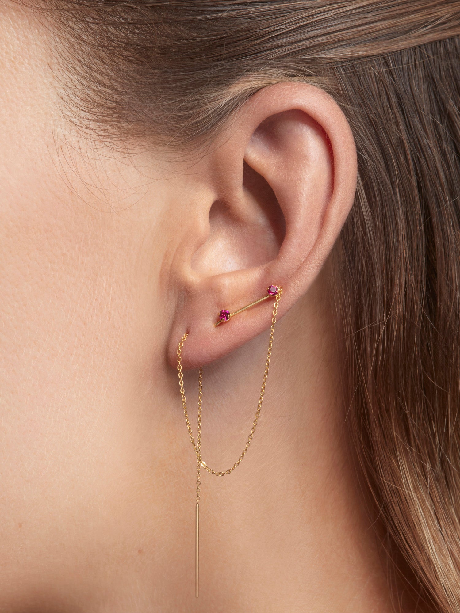 Prosper Single Chain Earring Fuchsia