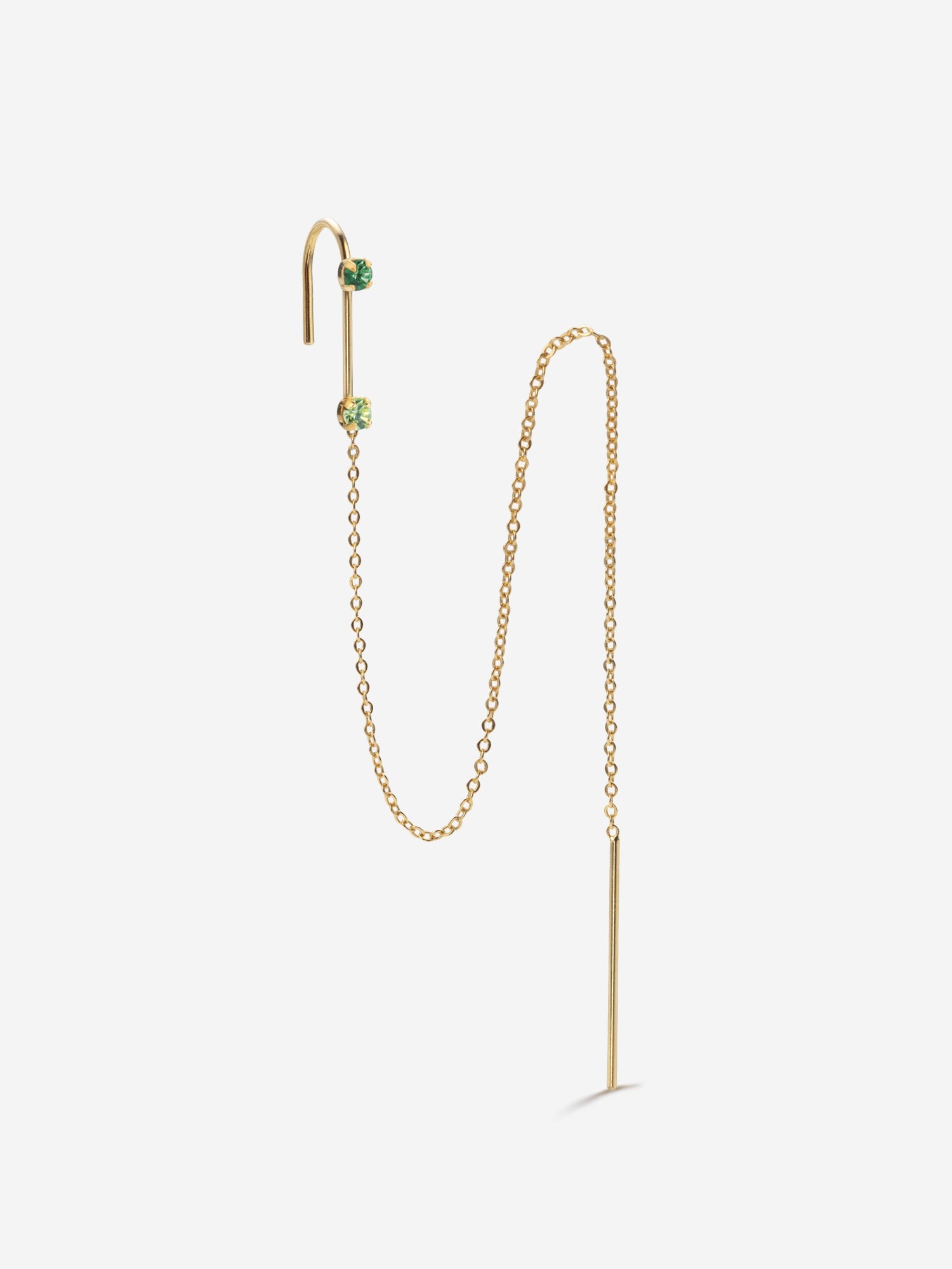 Prosper Single Chain Earring Green