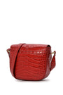 LEANDRA - Croco Engraved Leather Shoulder Bag Red, image no.5