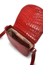 LEANDRA - Croco Engraved Leather Shoulder Bag Red, image no.6