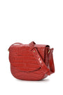 LEANDRA - Croco Engraved Leather Shoulder Bag Red, image no.4