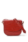 LEANDRA - Croco Engraved Leather Shoulder Bag Red, image no.1
