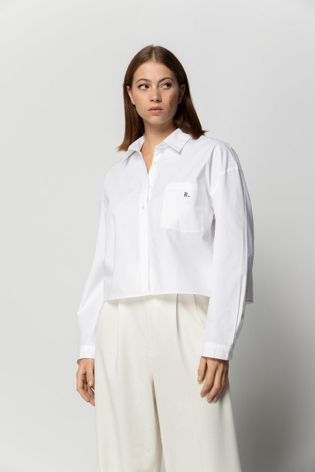 Cropped Button-up Shirt White