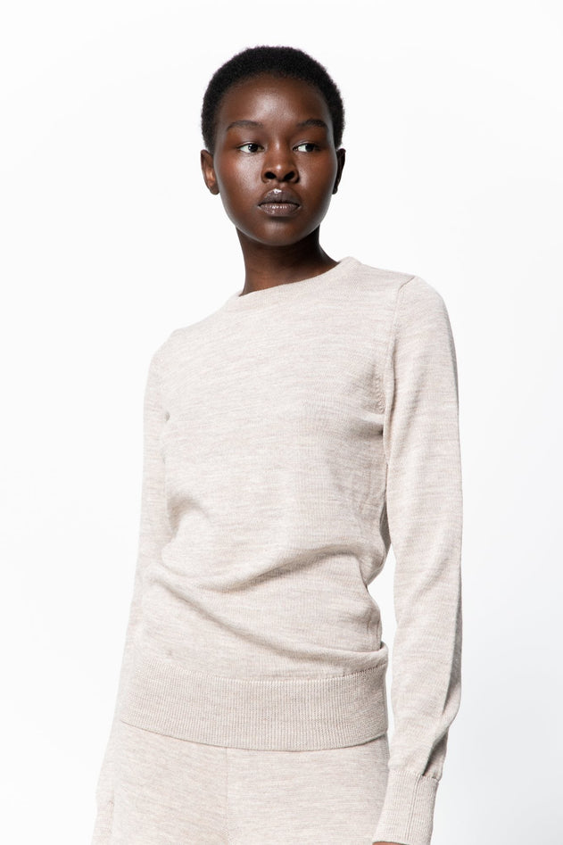 Merino Crew Knit Sand Beige