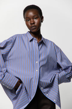 Button-up Shirt Striped Blue/Brown