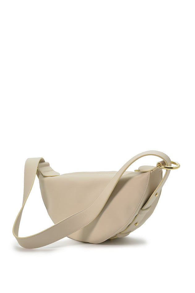 Multi-Position Half Moon Shoulder Bag Cream Taupe