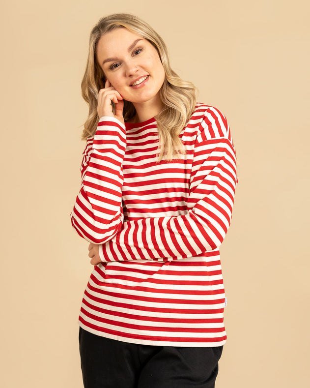Cranberry Long Sleeve Shirt Red/White