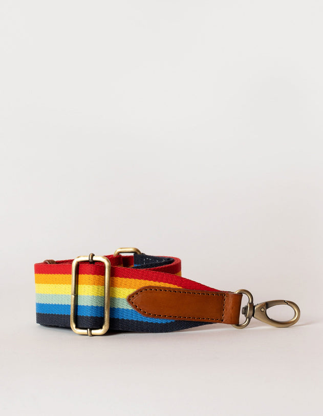 Rainbow Webbing Strap Brown Classic Leather