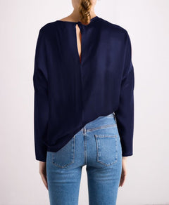 Revolution V-neck Silk Top Navy