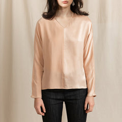 Revolution V-neck Silk Shirt Pink