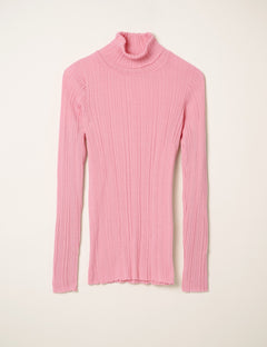 Ribbed Roll Neck Pink