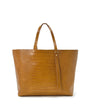 LEANDRA - Croco Engraved Leather Shopping Bag Caramel, image no.2