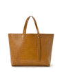 LEANDRA - Croco Engraved Leather Shopping Bag Caramel, image no.4
