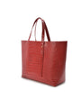 LEANDRA - Croco Engraved Leather Shopping Bag Red, image no.1