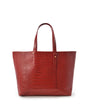 LEANDRA - Croco Engraved Leather Shopping Bag Red, image no.4