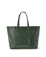 LEANDRA - Croco Engraved Leather Shopping Bag Green, image no.3