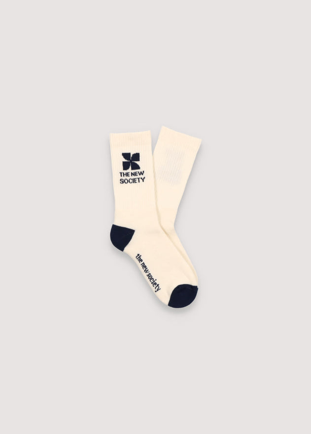 Socks Logo Natural White/Navy Blue