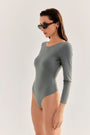 Saint Body - Deep Open Back Bodysuit Khaki, image no.2