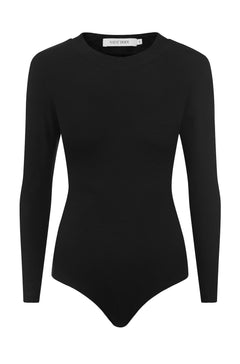 Plain Neck Bodysuit Black