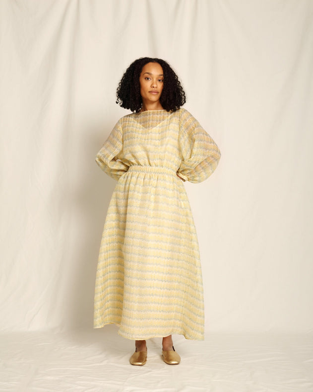 Wandella Dress Onda Ecru/Yellow/Lime/Blue