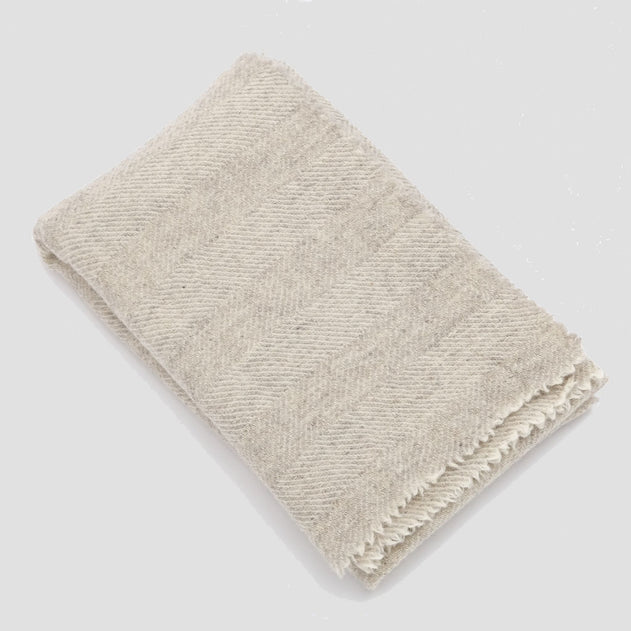 Wool Blanket Herringbone Light Grey