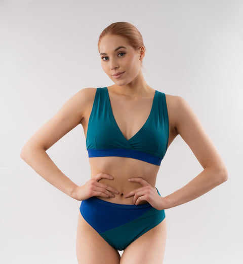 Solar High Waisted Bikini Bottom Blue/Turquoise