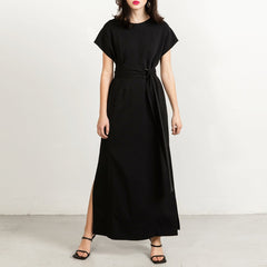 Sunday Dress Long With Short Sleeves Black